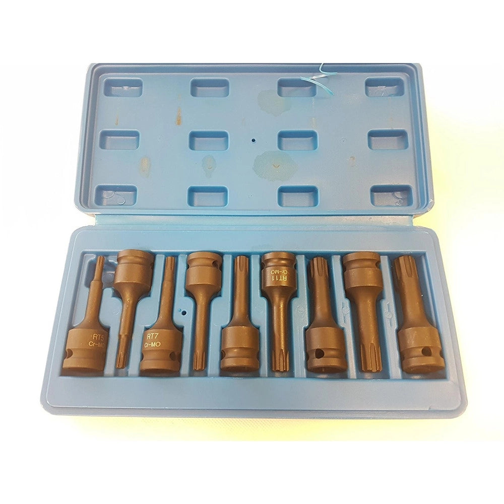 Trade Shop - Set 8 Pz Bussole Esagonali A Impatto Per Avvitatori Utensili Aria 1/2" Tipo H -