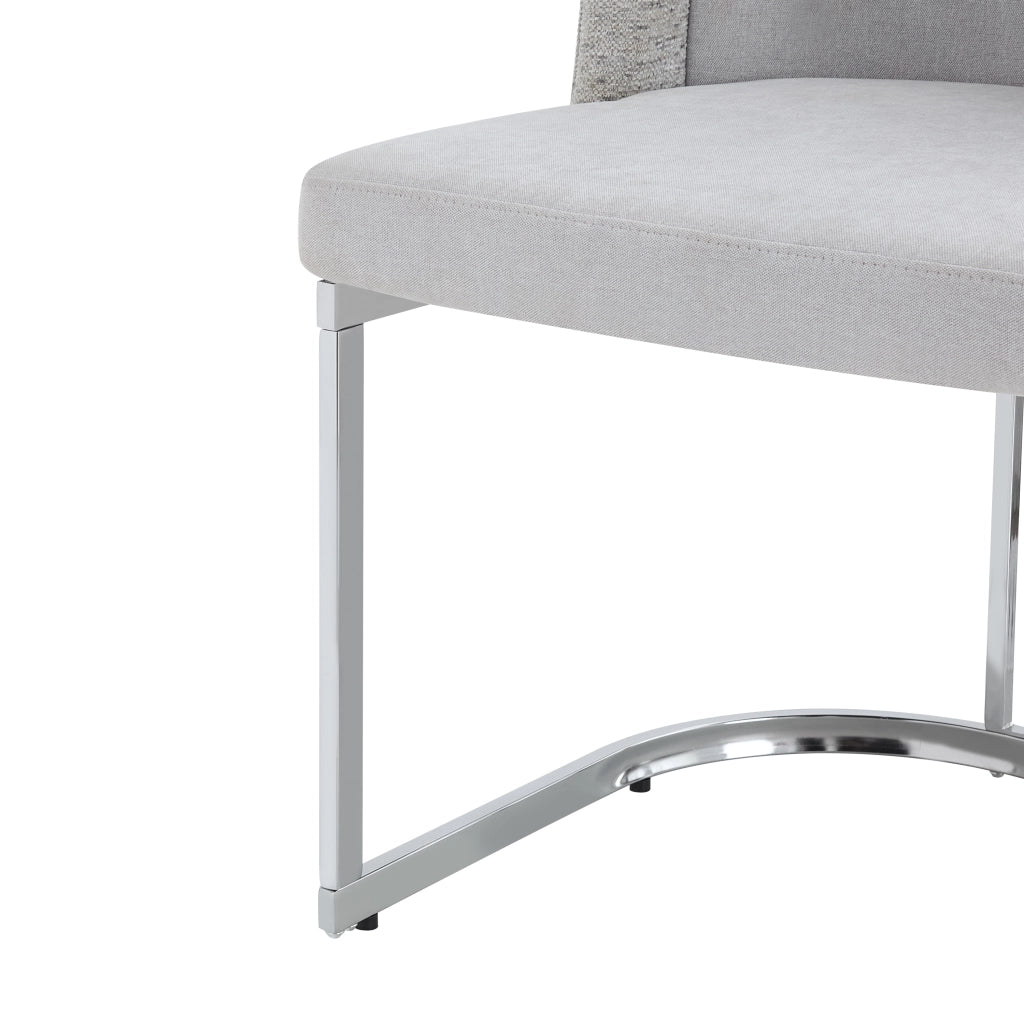 2 sedie da pranzo moderne in chenille grigio e metallo galvanizzato, con doppio schienale, seduta confortevole e struttura robusta