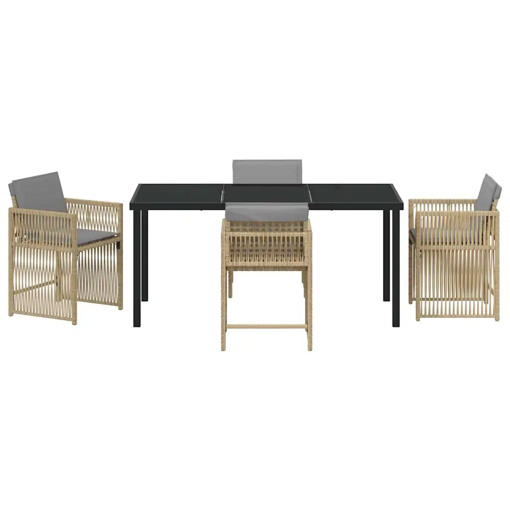 Set da Pranzo per Giardino 5 pcs Beige polyrattan 3380795