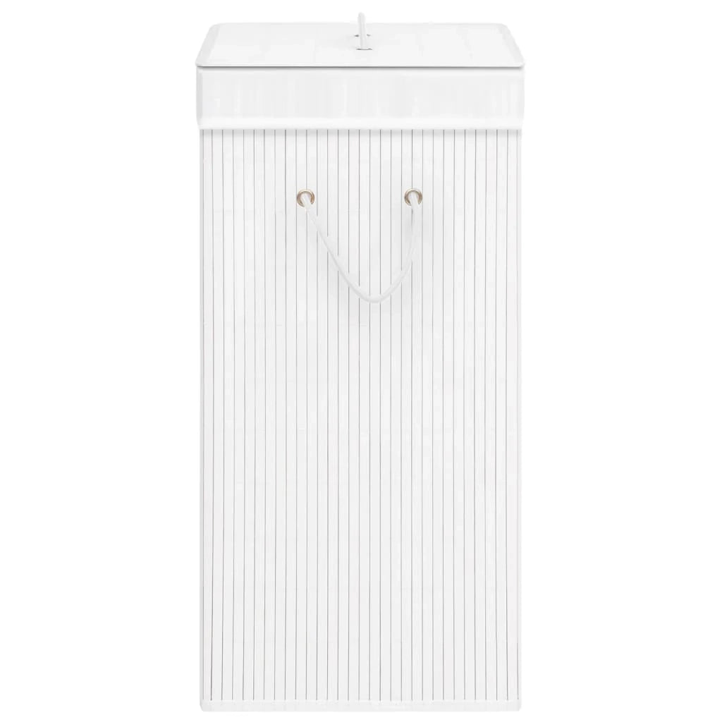 Cesto portabiancheria con un unico scomparto 40 x 30 x 60 cm bambù bianco 02_0006164