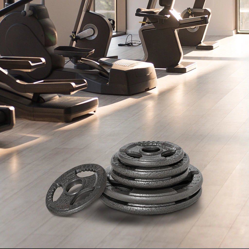 EasyComfort Set di 6 Dischi Pesi per Bilanciere e Manubri 2.5-35KG, Dischi palestra in Acciaio con Foro 50 cm, Ideali per Bilancieri Olimpionici, Argento