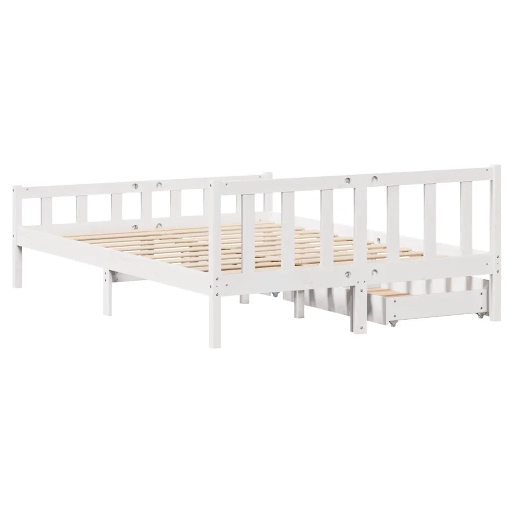 Letto senza Materasso Bianco 150x200 cm Legno Massello di Pino 3301582