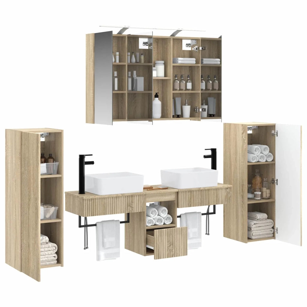 Set di mobili per il bagno 6 pcs Rovere Sonoma 3407129