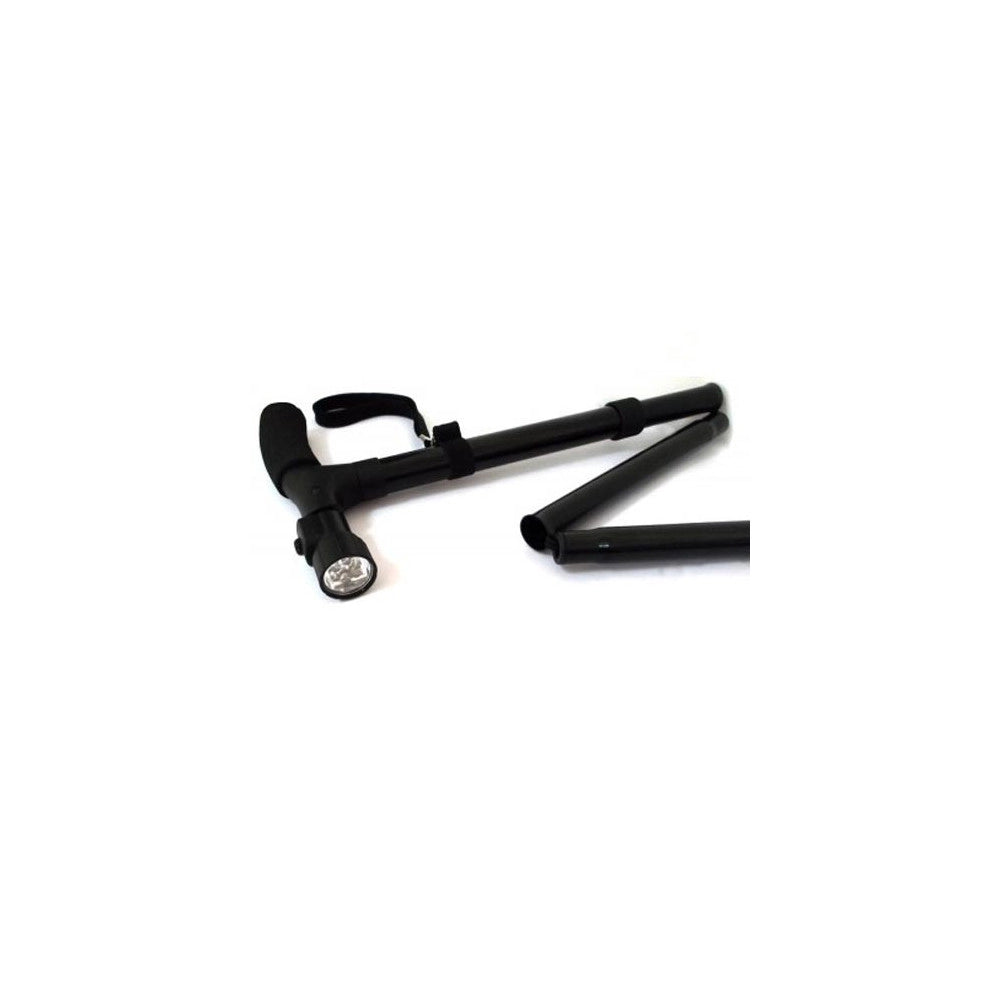 Trade Shop - Bastone Magic Cane Da Passeggio Pieghevole Per Anziani + Torcia Led Visto In Tv -