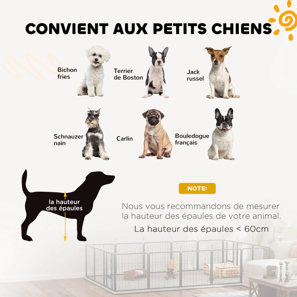 Recinto per Cani ¨C zephmum ¨C Grigio, Polipropilene, 16 Pannelli Pieghevoli
