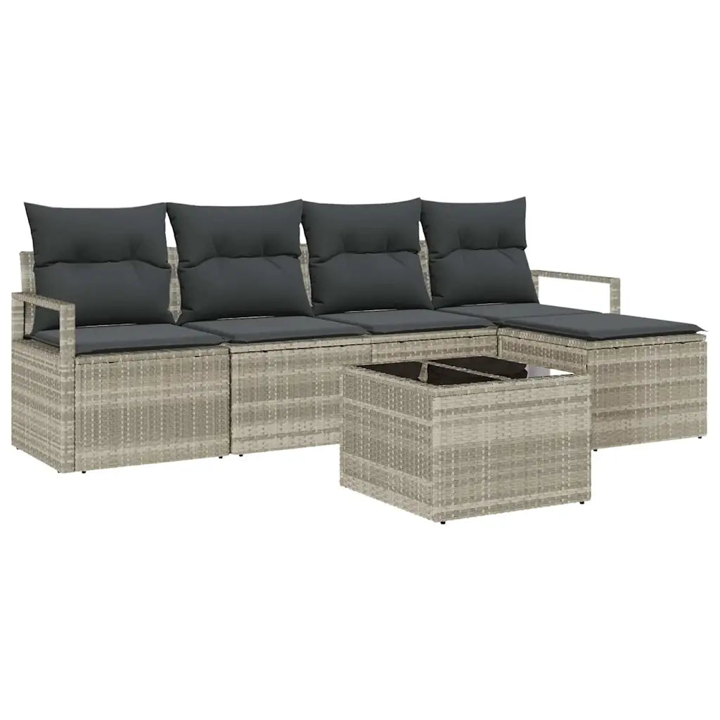 Set di divani con cuscino 6 pcs Grigio chiaro polyrattan 3346352