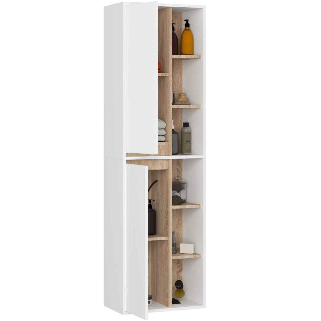 Colonna bagno sospesa VAMI Bianco, Sonoma Quercia 50 cm 2 ante 50x30x170 cm