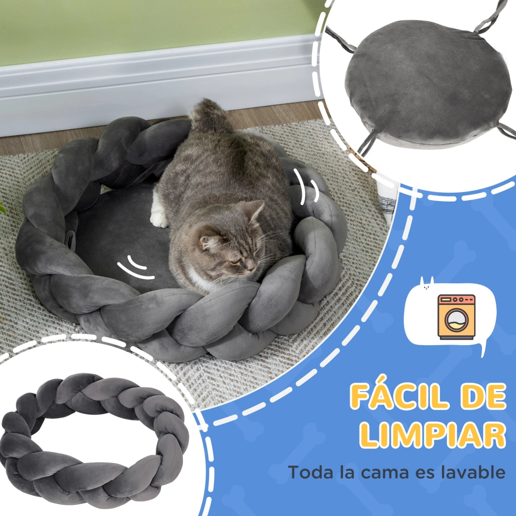 Cuccia per Cani Piccoli ¨C Xylo ¨C Grigio con Cuscino Lavabile 55x55x14 cm