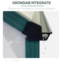 Serra da Giardino in Policarbonato 190x375x199cm, con Finestra Apribile e Porta Scorrevole, Struttura in Alluminio, Verde