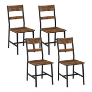 Set 4 Sedie da Pranzo con Schienale, Struttura Metallo e Legno, Design Ergonomico per Cucina/Soggiorno/Balcone, Stile Industriale, Marrone Rustico, K0029EZS-4