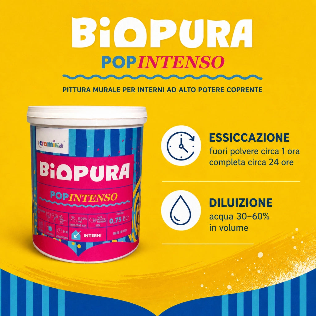 Popintenso palestra e decori interni pittura murale lavabile e coprente cromika *** formato 0,750 lt, colore- giallo ...