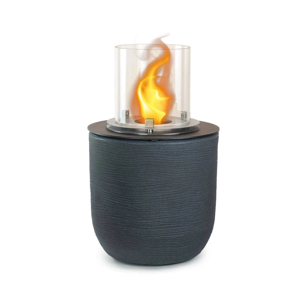 Camino a bioetanolo Agazzano, Caminetto ecologico, Focolare senza fumo, Riscaldatore ad etanolo, Made in Italy, 35x35 h55 cm, Nero