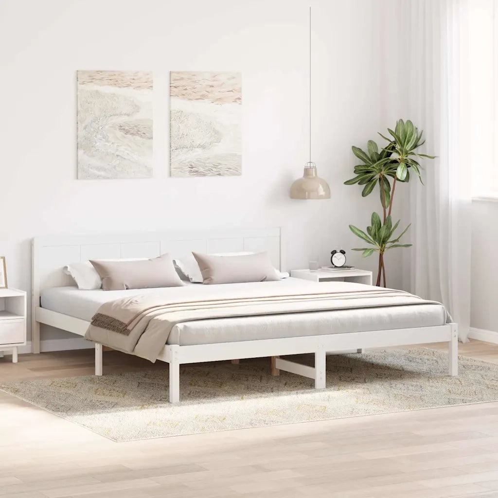 Struttura del letto Bianco 200 x 200 cm Legno massello di pino