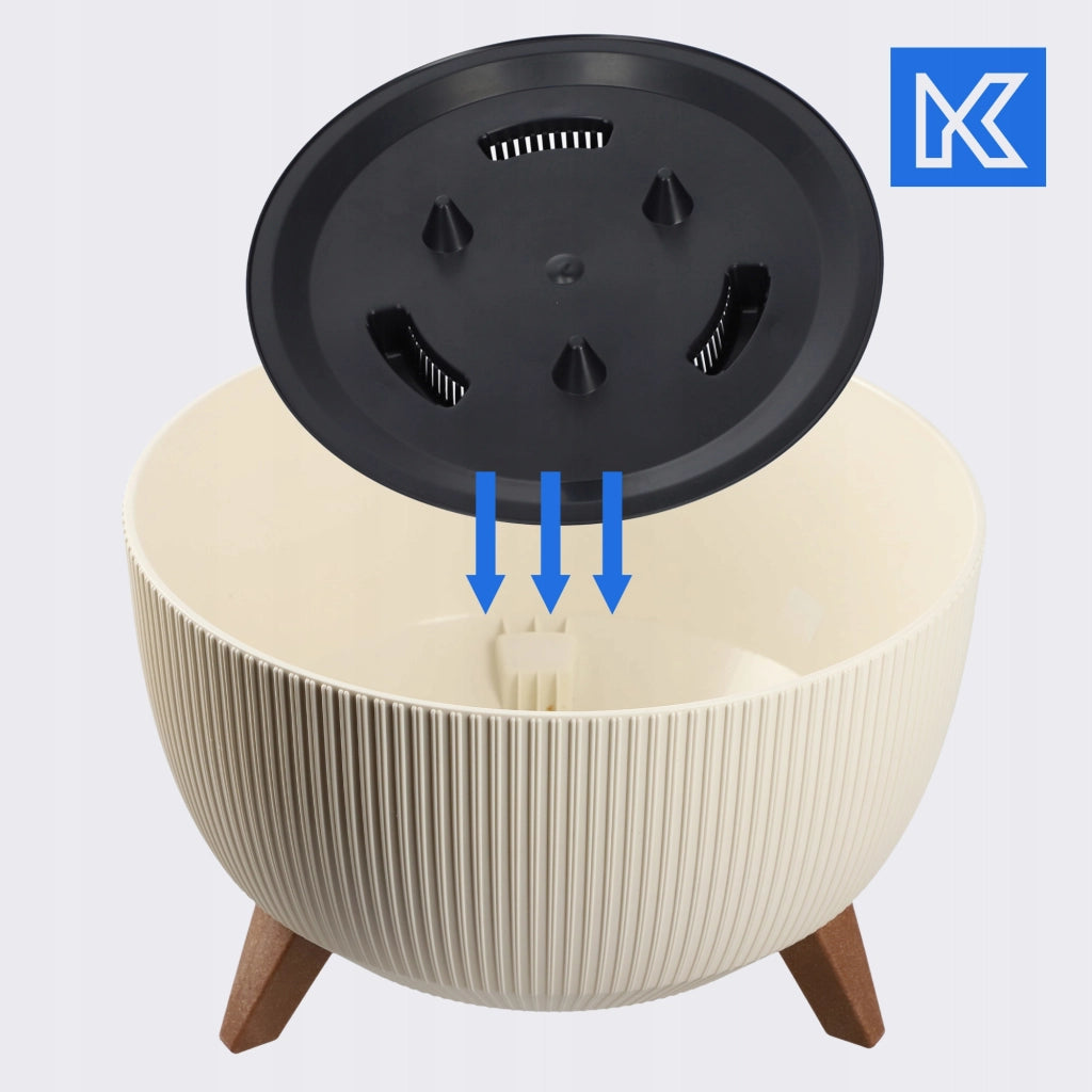 Vaso da fiori KADAX, fioriera, coperchio, gambe, supporto per fiori, inserto, ciotola rotonda, crema, 40 cm
