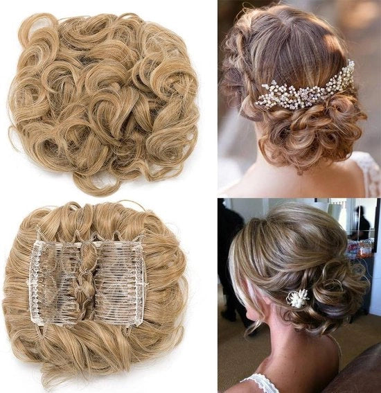 Elastico per acconciature a chignon - strumento di capelli sintetico in biondo chiaro miele