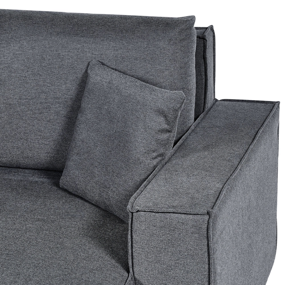 Divano letto angolare a sinistra Grigio Scuro Tessuto poliestere imbottito 3 posti a L con cuscini Funzione letto Stile moderno Soggiorno