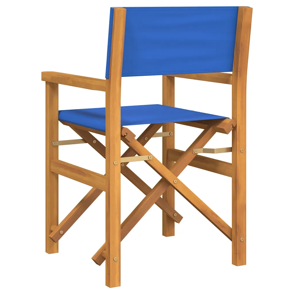 Sedia da Regista Pieghevole Blu in Legno Massello di Teak