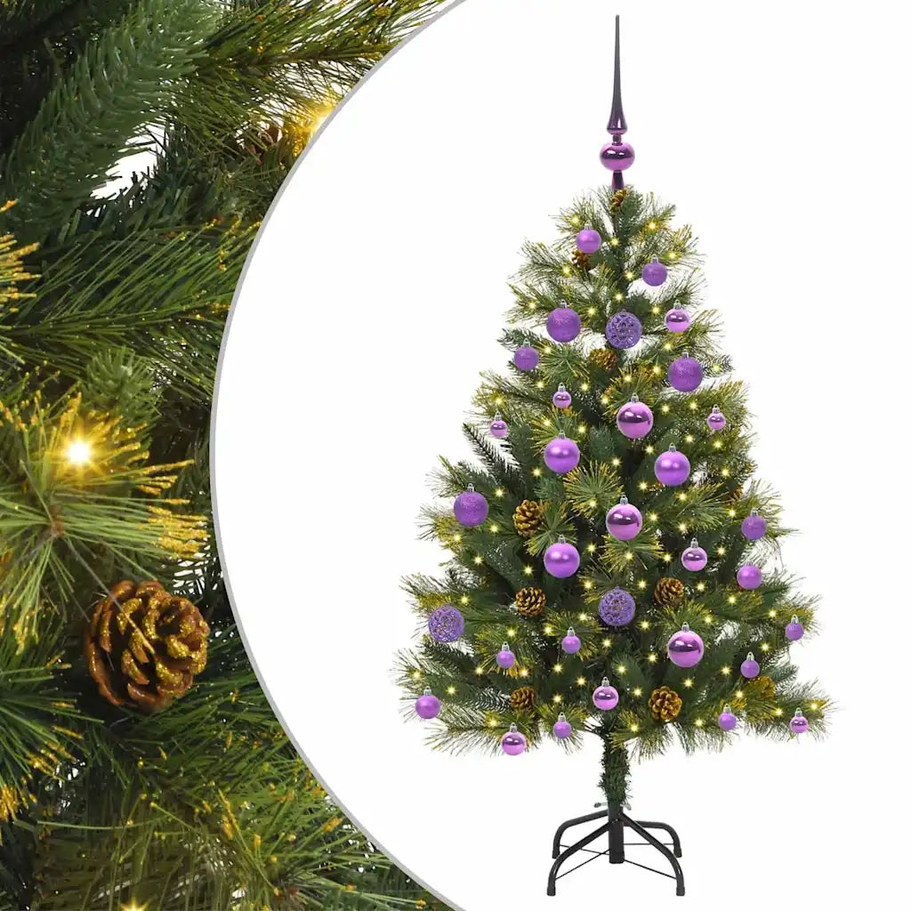 Albero di Natale | Decorazioni natalizie artificiale pieghevole con coni Verde 120 cm