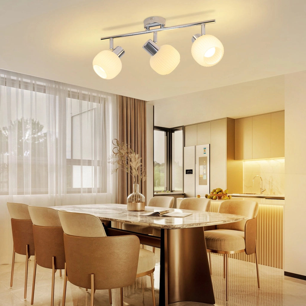 ZMH Faretto da soffitto a 3 luci Lampada da soffitto in vetro bianco vintage E14 per soggiorno