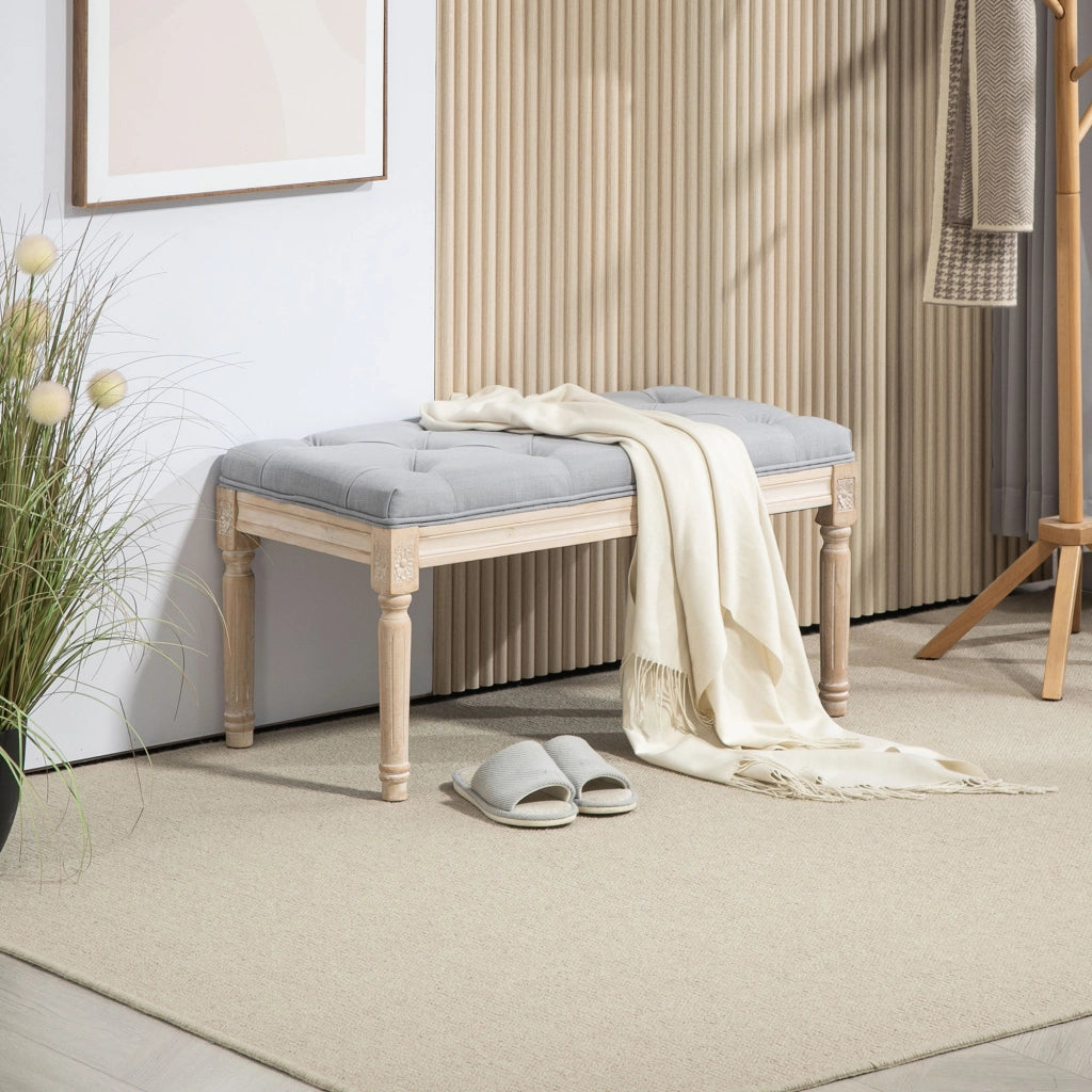 Pouf piedi letto imbottito in tessuto ¨C zephmum ¨C grigio chiaro