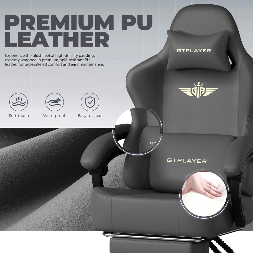 Sedia da gioco, traspirante, sedia da ufficio, ergonomica, in tessuto di alta qualità, ergonomica, schienale regolabile a 160°, poggiapiedi estraibile,carico 180 kg,grigio