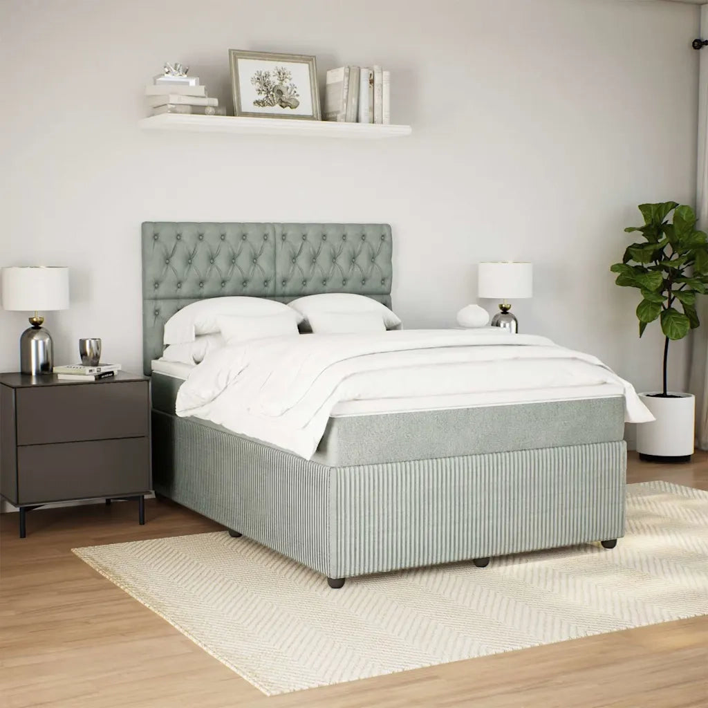 Giroletto a Molle con Materasso Grigio Chiaro 140x190cm Velluto 3292340