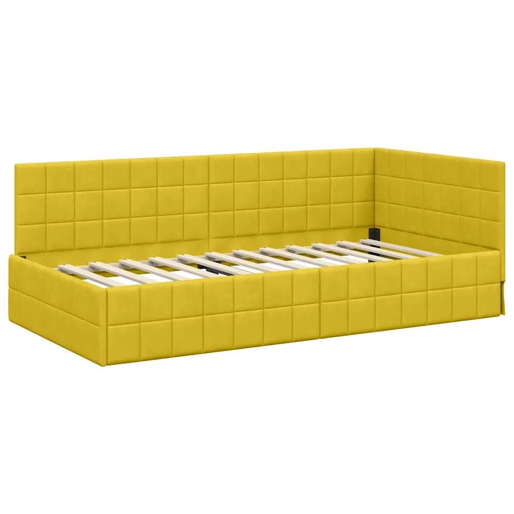 vidaXL Cornice del letto ad angolo Giallo 90 x 190 cm Velluto