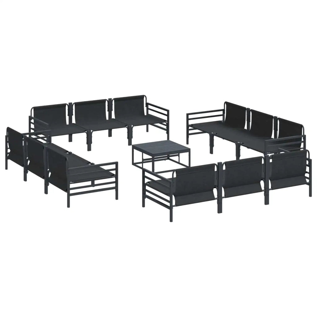 Set Divano da Giardino con cuscino 13 pcs Nero Acciaio 3378973