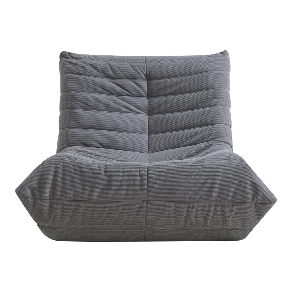 Poltrona Bassa Imbottita Kodsø con Rivestimento in Velluto a Coste 75x90x100 cm - Grigio [en.casa]