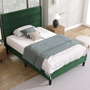 Letto imbottito 90x200 cm in velluto verde con rete a doghe e materasso H3