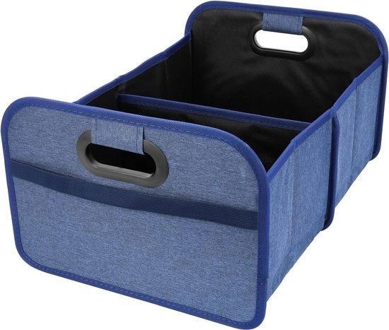 Organizzatore auto pieghevole blu, cassa portabagagli, scatola di stoccaggio auto antiscivolo duraturo, organizzatore portabagagli auto pieghevole con più contenitori, per auto, SUV, camion e minivan