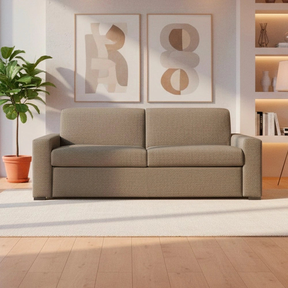 Divano letto 3 posti Flash tessuto Queens colore camel 200x98x86h