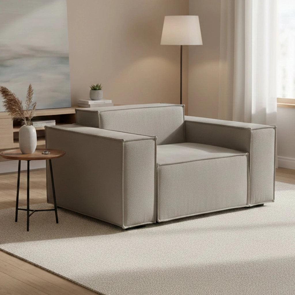Poltrona Rodonite, Poltrona da salotto, 100% Made in Italy, Poltroncina relax in tessuto imbottito, Cm 160x95h70, Tortora