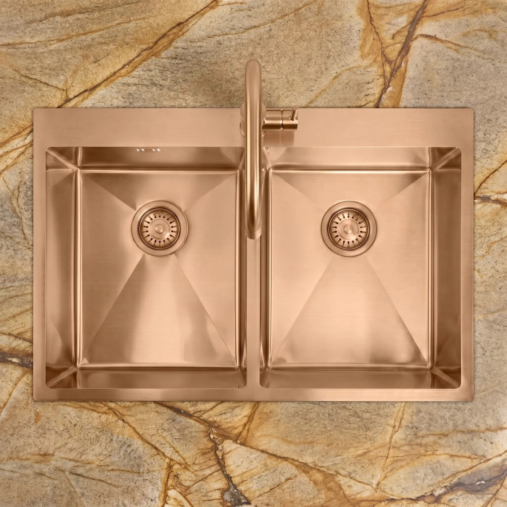 Lavello In Acciaio Joel Brush Copper senza rubinetto da cucina