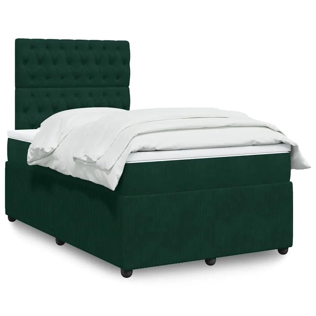 Giroletto a Molle con Materasso Verde Scuro 120x190 cm Velluto 3294595