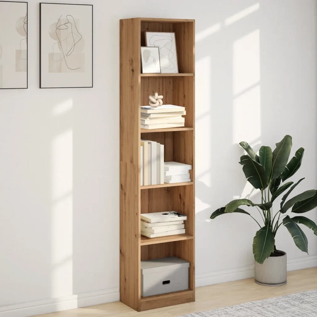 Libreria-Scaffale per Libri-Mobile di Stoccaggio Artigianale Rovere 40x24x176 cm Legno ingegnerizzato