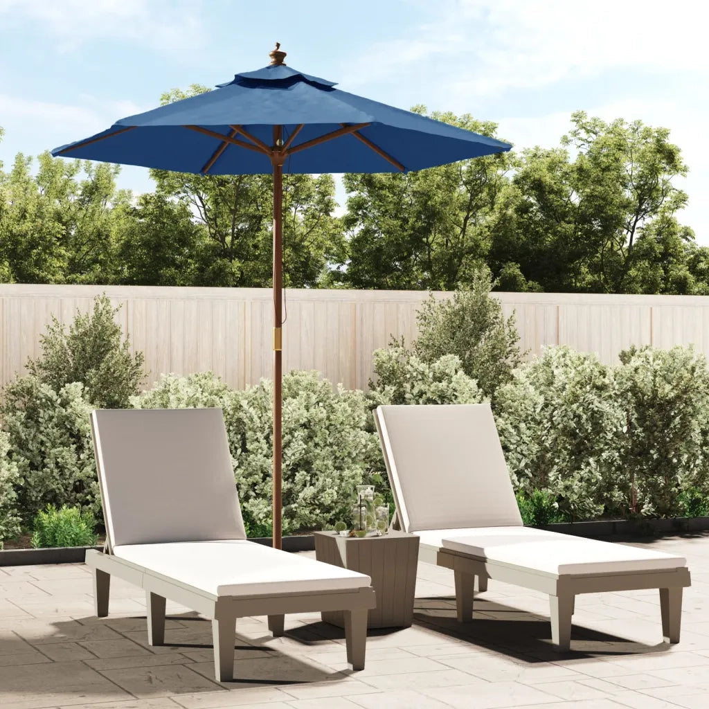 Ombrellone da Giardino-Ombrello da Balcone con Palo in Legno Azzurro 196x231 cm
