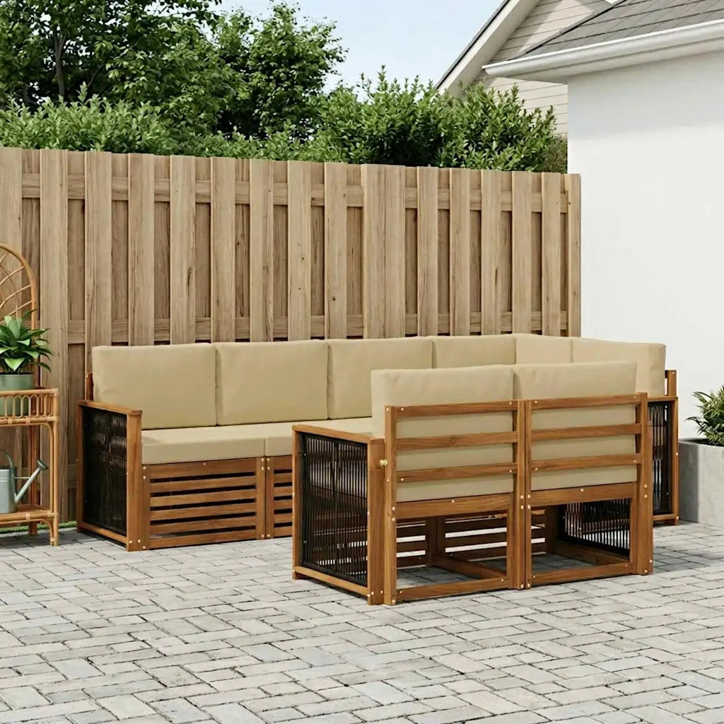 Set divano sezionale con cuscino 6 pcs Naturale