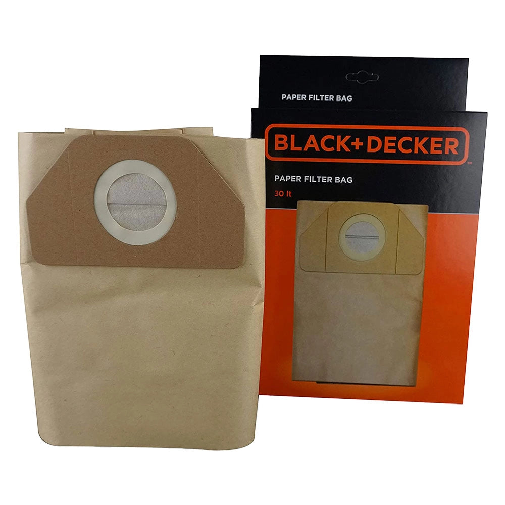SACCHETTI RACCOGLIPOLVERE IN CARTA per bidone aspiratutto lt. 30  - BLACK DECKER