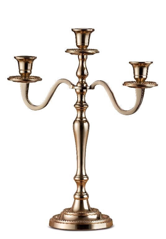 Candeliere Candelabro in Metallo Golden 3 Fiamme 30 x 12 x 38 cm