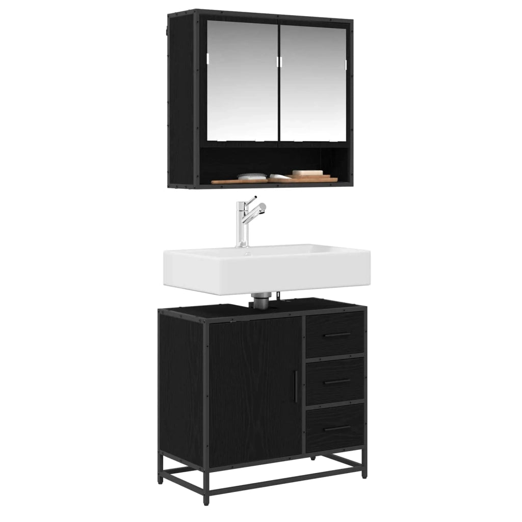 Mobile da Bagno Rovere Nero 65 x 33 x 60 cm Legno multistrato