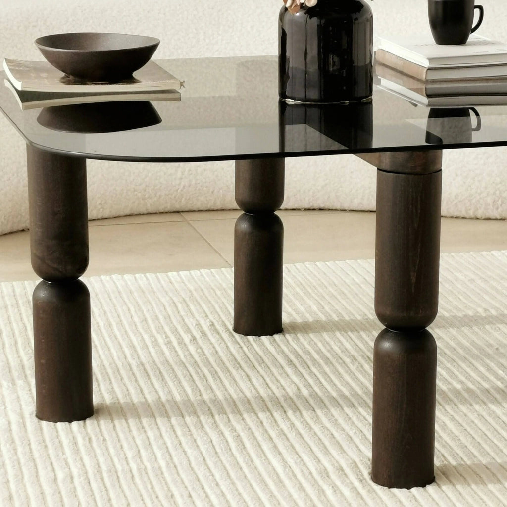 Gran, Tavolino da Salotto Effetto Fume, 80x80x40h cm Nero Antracite