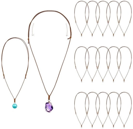 Collana per collo 20 pezzi - Cordoni regolabili - Collana di corda - Choker con anello metallico - Creazione di gioielli - Scatola di conservazione inclusa - Gioiello