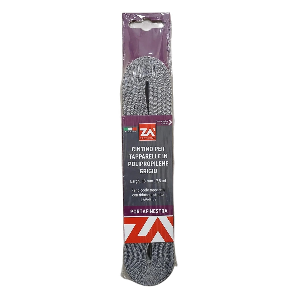 CINTINO POLIPROPILENE 7,5M 18MM GRIGIO BALCONI.