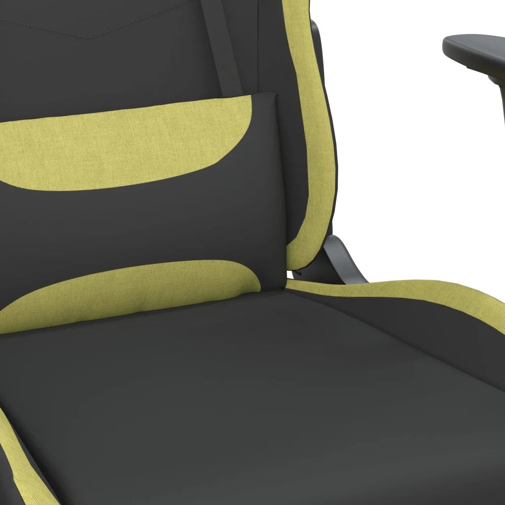 Sedia da Gaming | Sedia da e-sports con Poggiapiedi Nero e Verde Chiaro in Tessuto