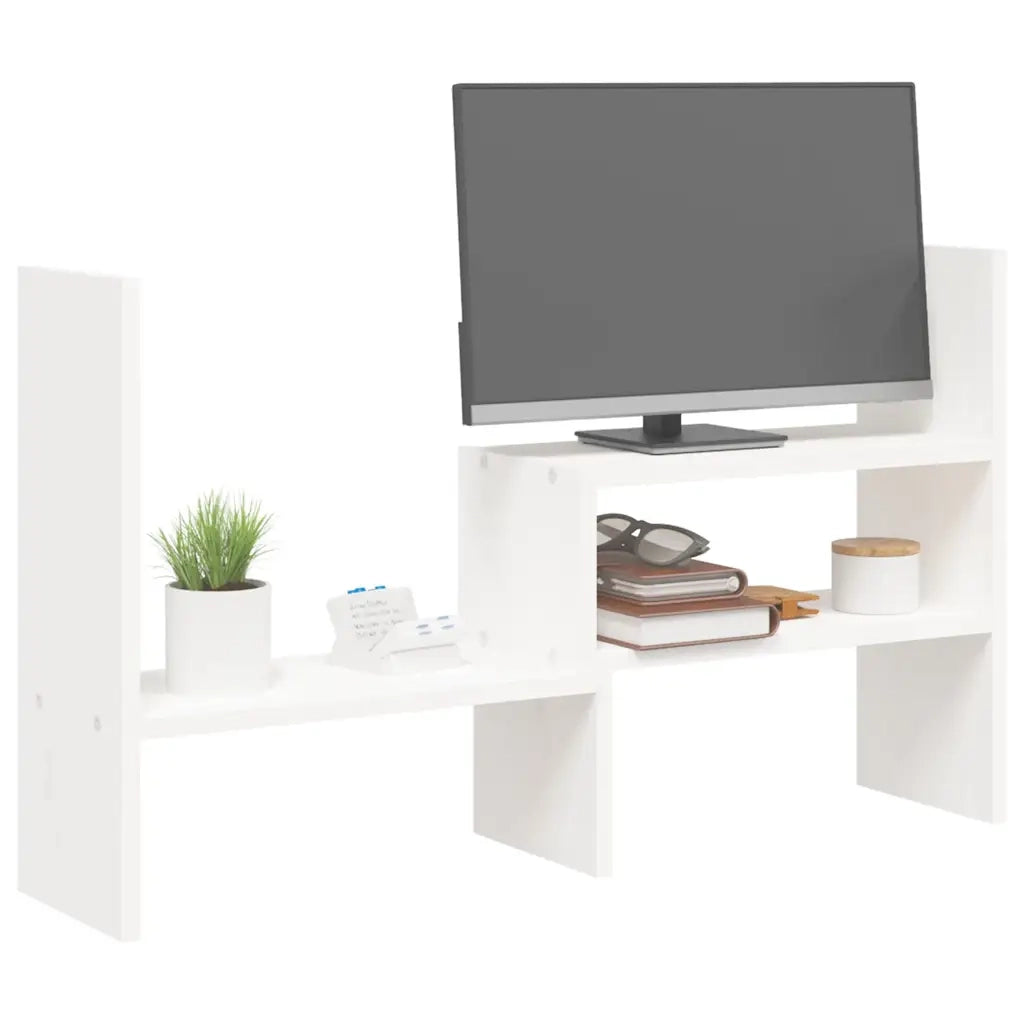 Supporto Monitor Bianco (39-72)x17x43 cm Legno Massello di Pino cod mxl 67734