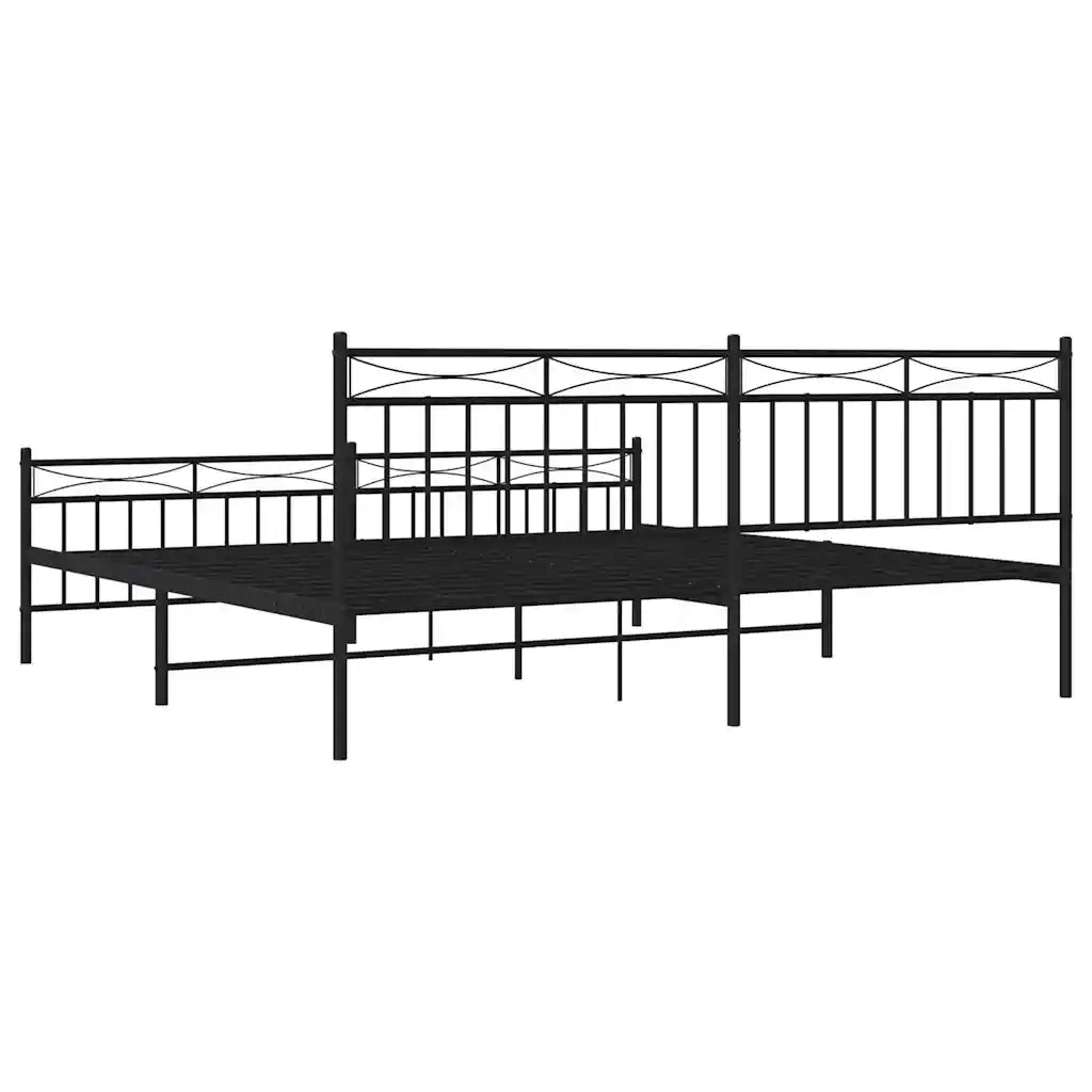 Giroletto con Testiera e Pediera-Struttura Letto Metallo Nero 193x203 cm 504027