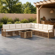 Set Divano da Giardino 10 pz Beige e Bianco Crema polyrattan 3437109