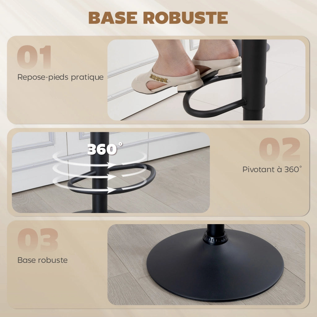 Sgabello da bar ¨C zephmum ¨C Vintage capitonn¨¦, rivestimento sintetico, crema, regolabile
