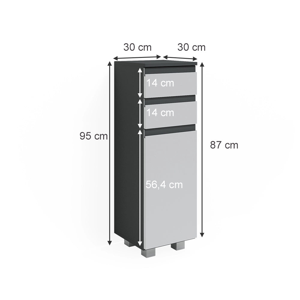 Vicco Mobiletto bagno Antracite 30 x 95 cm